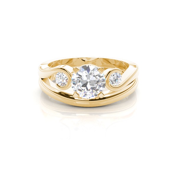 4 Prong Setting Plain Engagement Ring With Matching Band