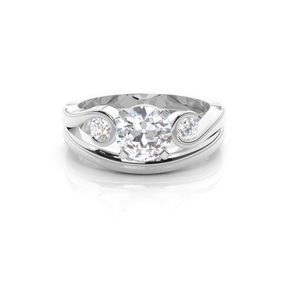 4 Prong Setting Plain Engagement Ring With Matching Band