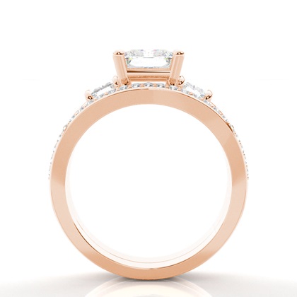 Princess Rose Gold Bridal Set Engagement Rings