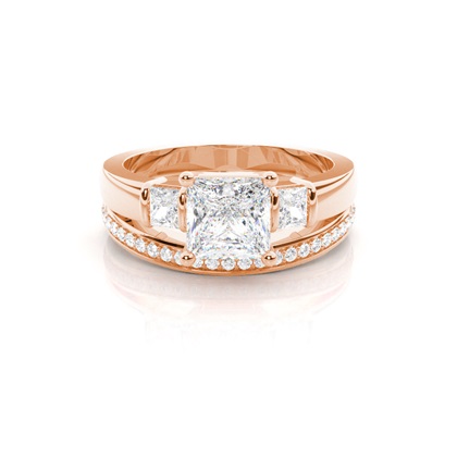 Rose Gold Bridal Set Diamond Engagement Rings