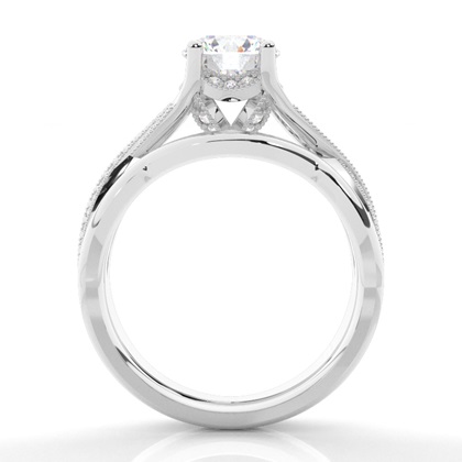 4 Prong Setting Studded Engagement Ring With Matching Band