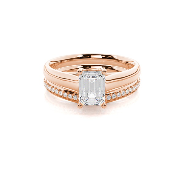 4 Prong Setting Plain Engagement Ring With Matching Band