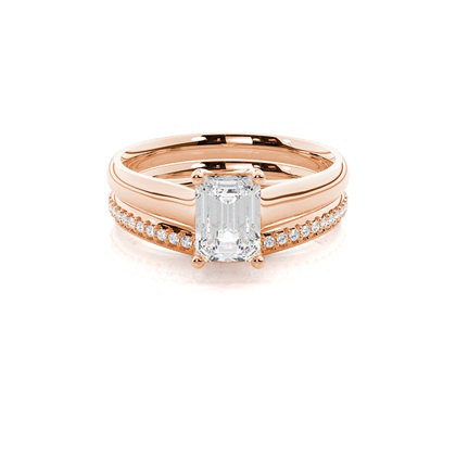 Rose Gold Bridal Set Diamond Engagement Rings