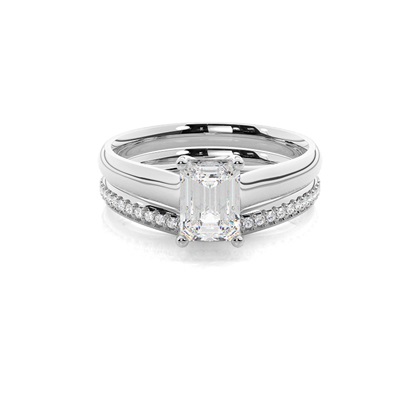 Emerald Bridal Set Diamond Engagement Rings