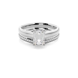 4 Prong Setting Plain Engagement Ring With Matching Band