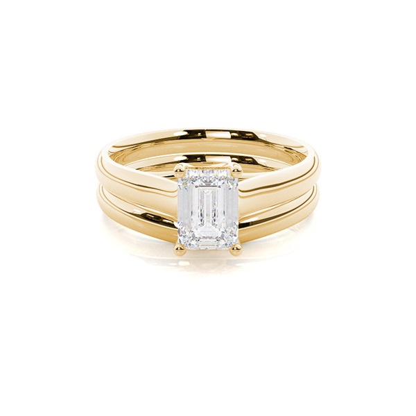 4 Prong Setting Plain Engagement Ring With Matching Band