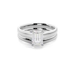 4 Prong Setting Plain Engagement Ring With Matching Band
