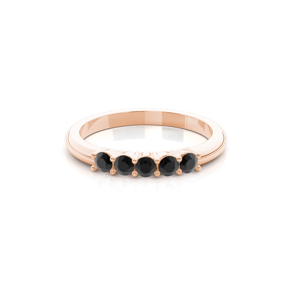 4 Prong Setting Five Stone Black Diamond Ring