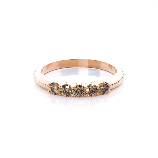 4 Prong Setting Plain Five Stone Champagne Ring