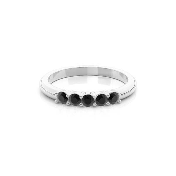4 Prong Setting Five Stone Black Diamond Ring
