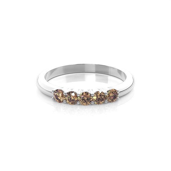 4 Prong Setting Plain Five Stone Champagne Ring