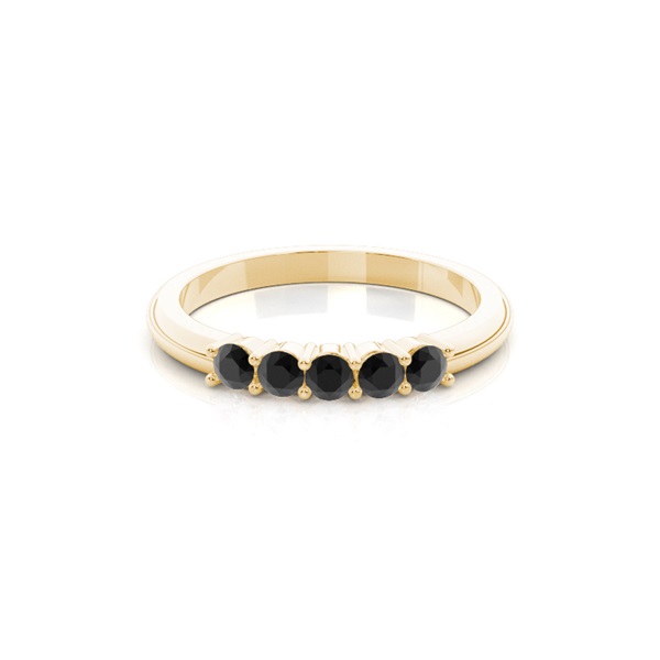 4 Prong Setting Five Stone Black Diamond Ring