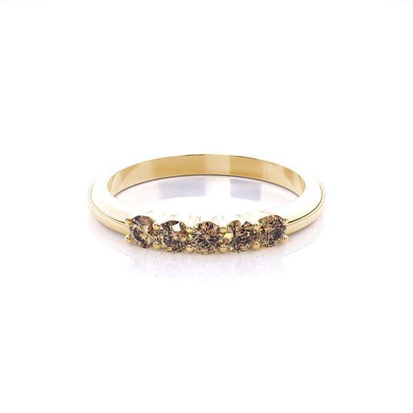 4 Prong Setting Plain Five Stone Champagne Ring