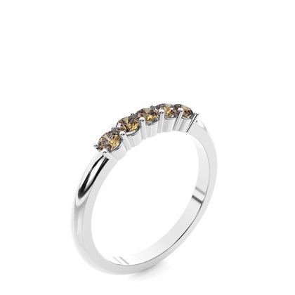 4 Prong Setting Plain Five Stone Champagne Ring