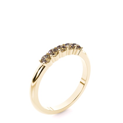 Round Yellow Gold Champagne Diamond Rings
