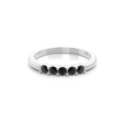 4 Prong Setting Five Stone Black Diamond Ring