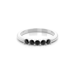 4 Prong Setting Five Stone Black Diamond Ring