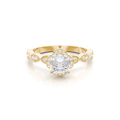 Asscher Gelbgold Diamantringe