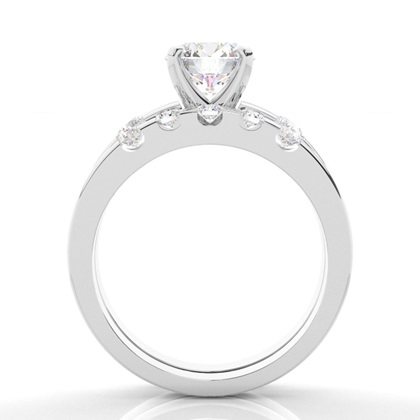 4 Prong Setting Studded Engagement Ring With Matching Band