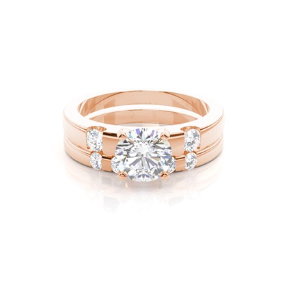 Rose Gold Bridal Set Diamond Engagement Rings