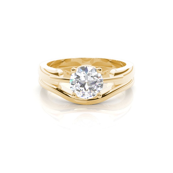 4 Prong Setting Plain Engagement Ring With Matching Band