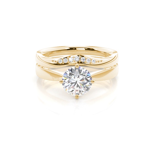 4 Prong Setting Plain Engagement Ring With Matching Band