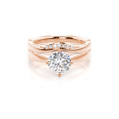Rose Gold Bridal Set Diamond Engagement Rings