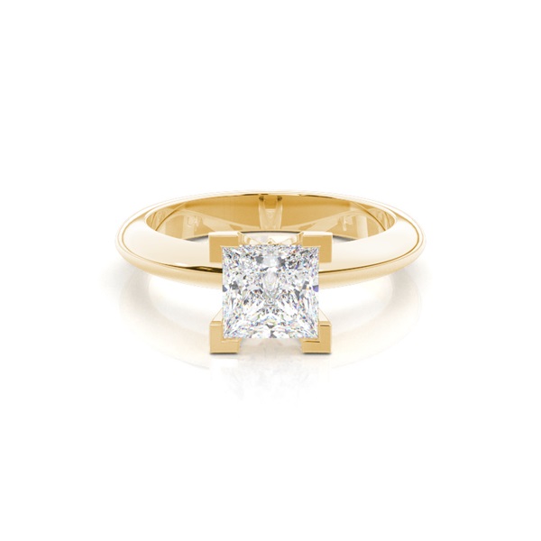 4 Prong Setting Princess Diamond Plain Engagement Ring