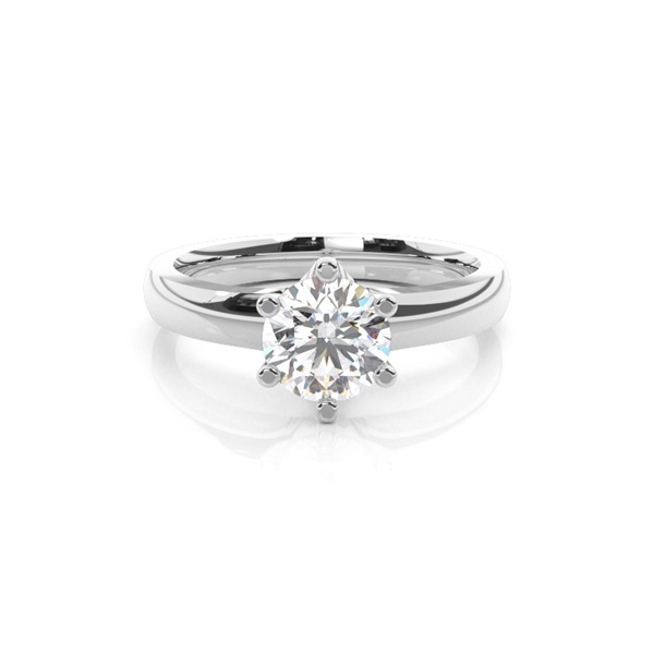 6 Prong Setting Round Diamond Plain Engagement Ring