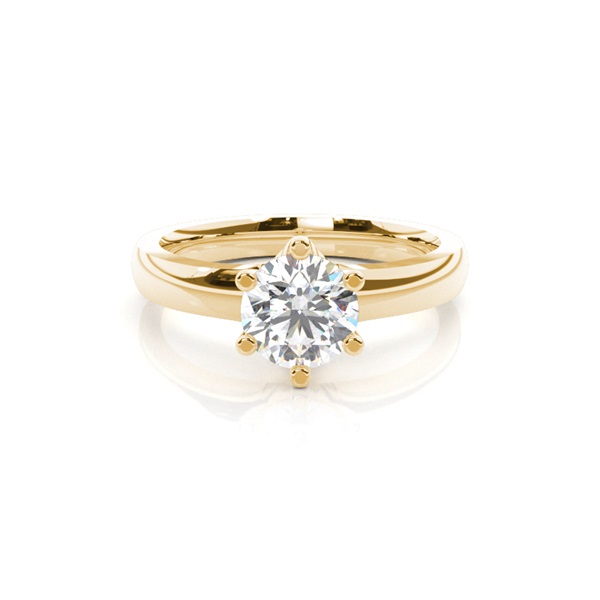 6 Prong Setting Round Diamond Plain Engagement Ring