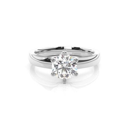 6 Prong Setting Round Diamond Plain Engagement Ring