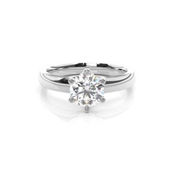 6 Prong Setting Round Diamond Plain Engagement Ring