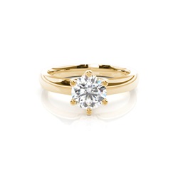 6 Prong Setting Round Diamond Plain Engagement Ring
