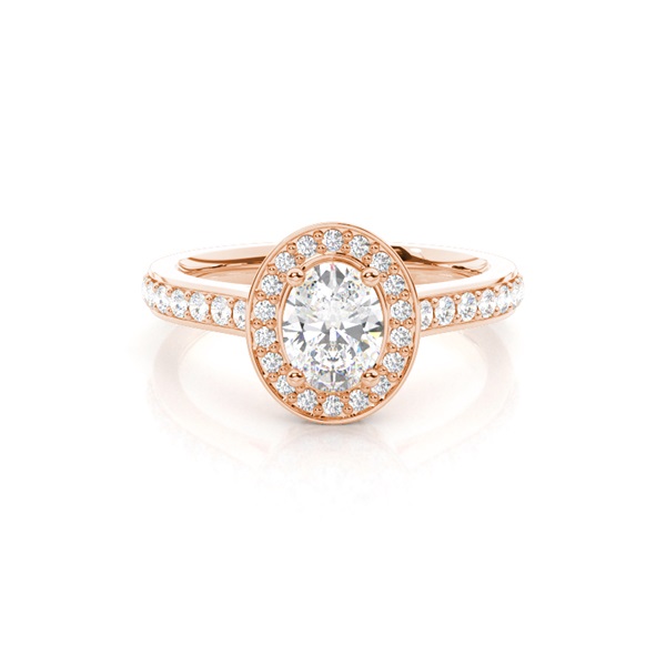 4 Prong Setting Side Stone Halo Engagement Ring