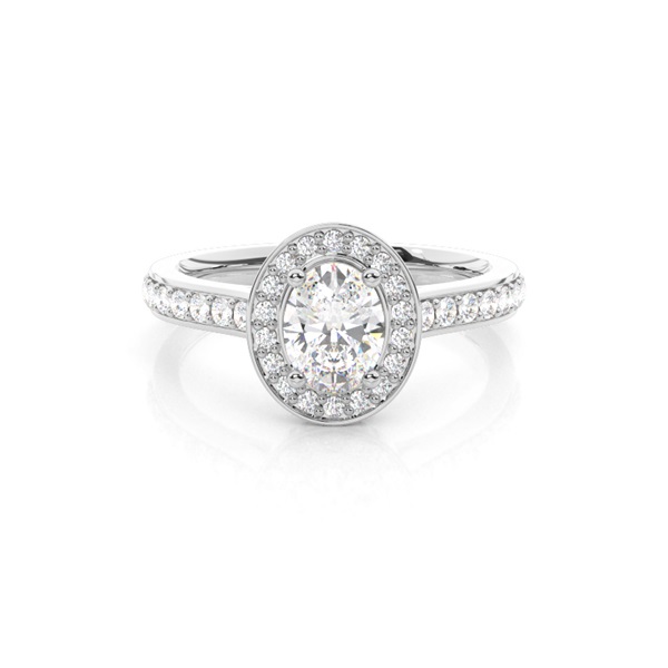 4 Prong Setting Side Stone Halo Engagement Ring