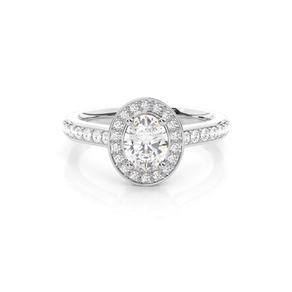 4 Prong Setting Side Stone Halo Engagement Ring