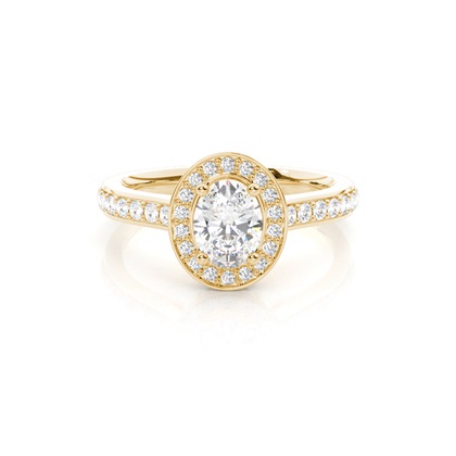 4 Prong Setting Side Stone Halo Engagement Ring