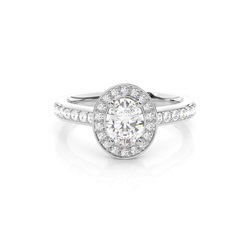 4 Prong Setting Side Stone Halo Engagement Ring