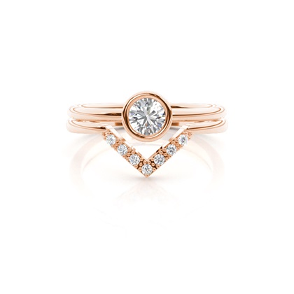 Rose Gold Bridal Set Diamond Engagement Rings
