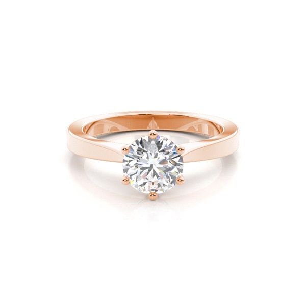 6 Prong Setting Round Diamond Plain Engagement Ring