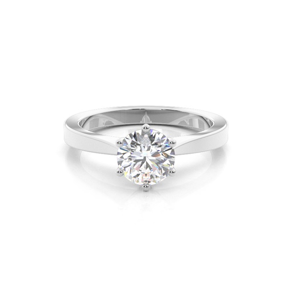 6 Prong Setting Round Diamond Plain Engagement Ring