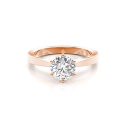 6 Prong Setting Round Diamond Plain Engagement Ring
