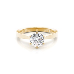 6 Prong Setting Round Diamond Plain Engagement Ring
