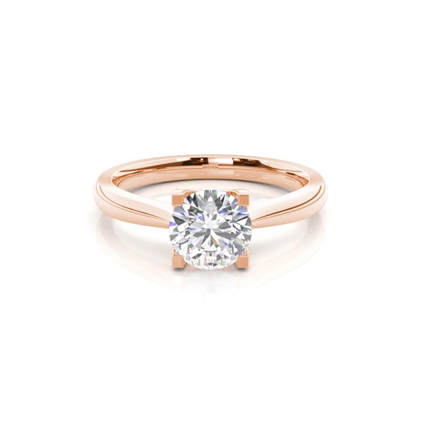 4 Prong Setting Round Diamond Plain Engagement Ring