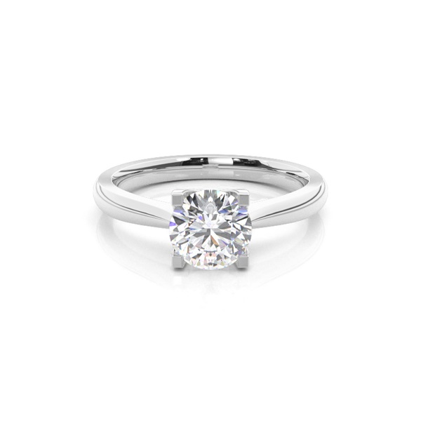 4 Prong Setting Round Diamond Plain Engagement Ring