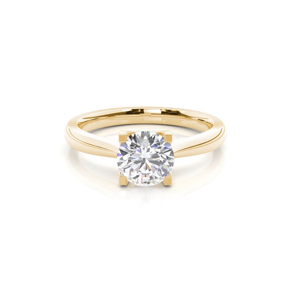 4 Prong Setting Round Diamond Plain Engagement Ring