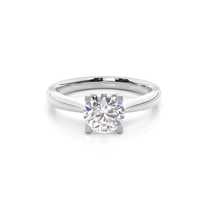4 Prong Setting Round Diamond Plain Engagement Ring