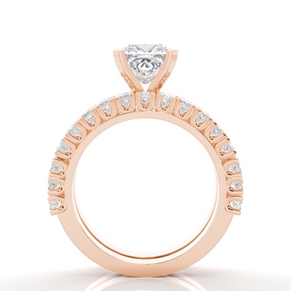 Princess Rose Gold Bridal Set Engagement Rings