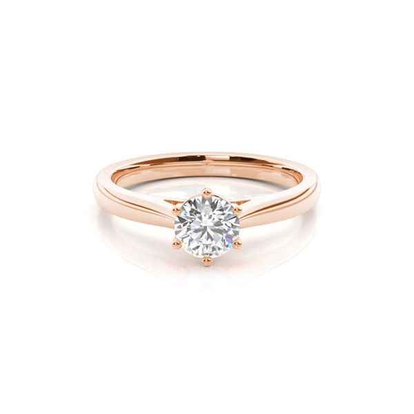 6 Prong Setting Round Diamond Plain Engagement Ring