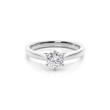 6 Prong Setting Round Diamond Plain Engagement Ring